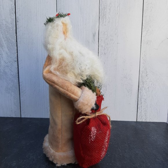 HANDMADE Primitive Santa Claus Doll Country Christmas Decor White - Picture 7 of 10